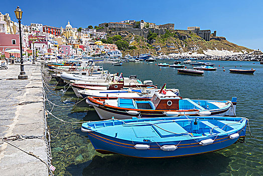 码头,彩色,船,房子,土壤,普罗奇达,岛屿,那不勒斯湾,意大利
