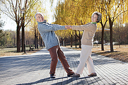 在公园跳舞的老夫妻