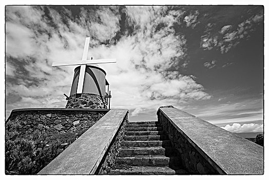 葡萄牙,亚速尔群岛,皮库岛,传统风车