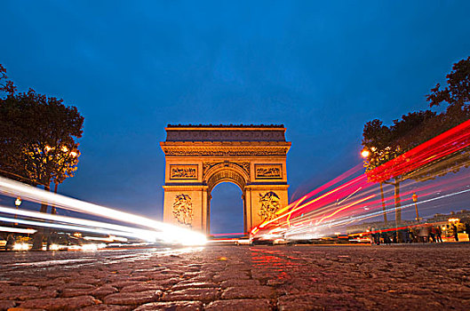 拱形,地点,夜晚,巴黎,法国,欧洲