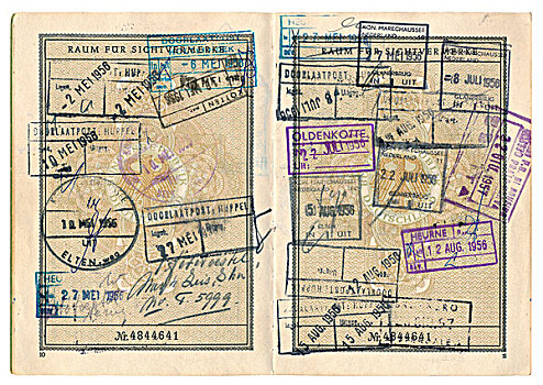 老,德国,护照,多样,荷兰,欧洲