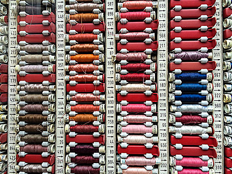 色彩,棉线,线轴,缝纫机,特写