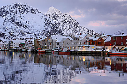 风景,黎明,罗弗敦群岛,诺尔兰郡,挪威,欧洲