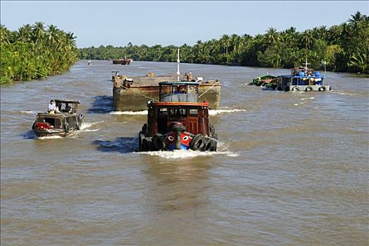 船,湄公河,越南,亚洲