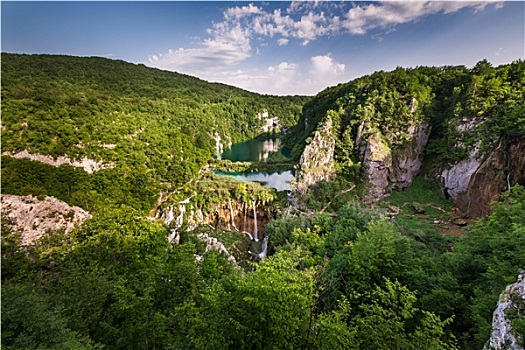 航拍,瀑布,国家公园,克罗地亚