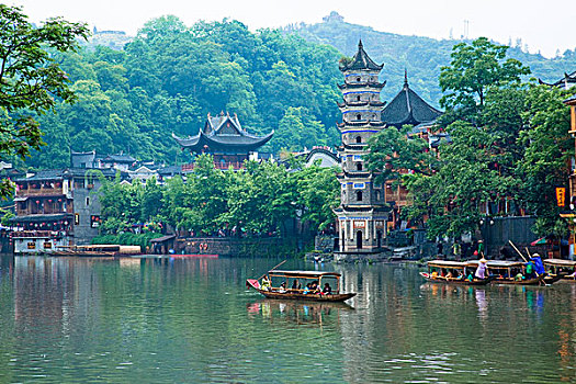 河,場景,老城,湖南,中國
