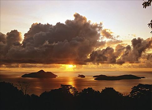 日出,上方,马埃岛,塞舌尔,印度洋