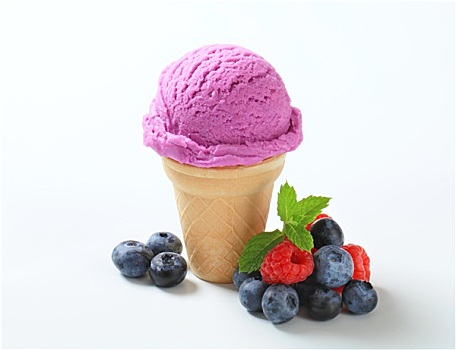 蓝莓,冰淇淋蛋卷