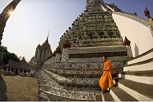 僧侣,郑王庙,曼谷,泰国