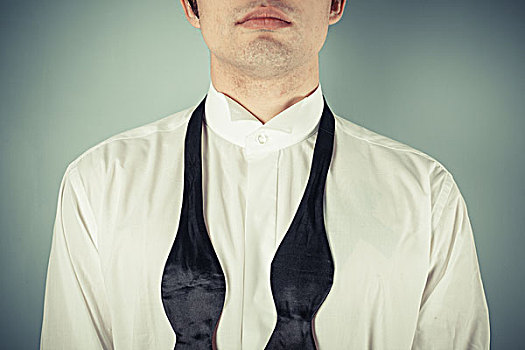 男青年,展示,领带,社交,领结