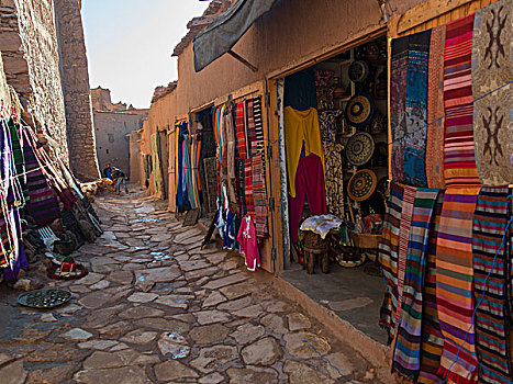 服装店,展示,街上,瓦尔扎扎特,摩洛哥