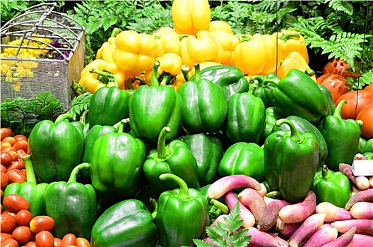 成熟,黄色,青椒,蔬菜,市场