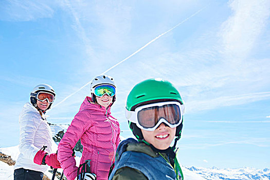 母亲,女儿,儿子,滑雪,假日,悉特图克斯,奥地利