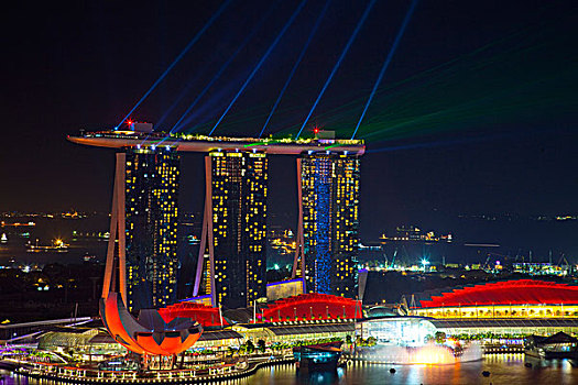 新加坡,码头,湾,沙,酒店,夜景,画廊