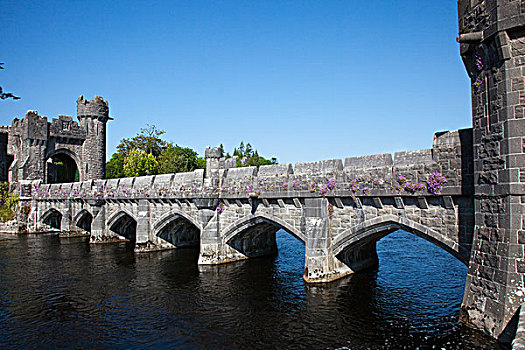 桥,上方,阿什福德城堡,梅奥县,爱尔兰