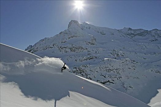 滑雪板玩家,清新,大雪,奥地利