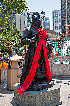 香港九龙黄大仙祠十二生肖铜雕像