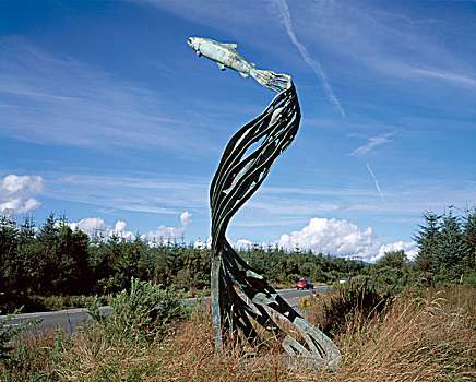 雕塑,科克市,道路,基拉尼国家公园,爱尔兰