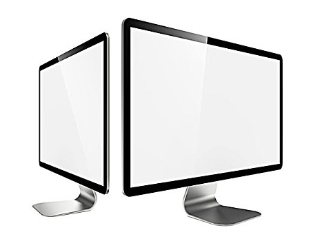 两个,现代,液晶显示屏,显示器