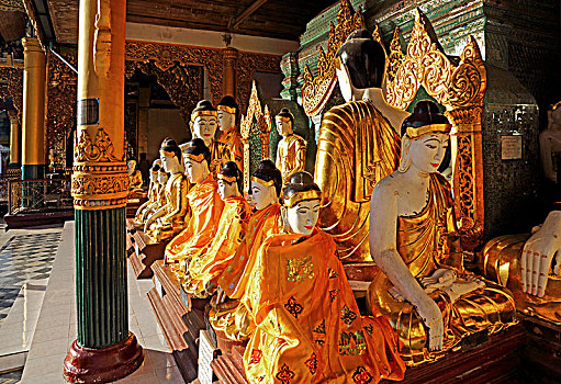 佛像,庙宇,大金塔,仰光,缅甸