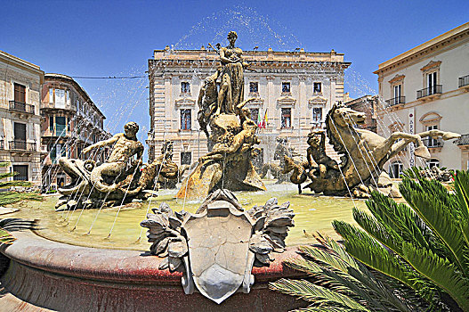 喷泉,锡拉库扎,历史名城,西西里,意大利