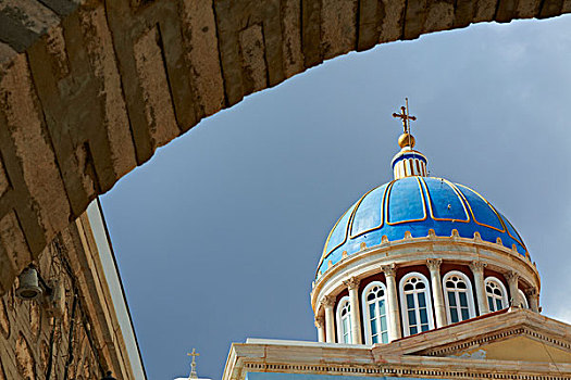 圆顶,教堂,锡罗斯岛,希腊,欧洲