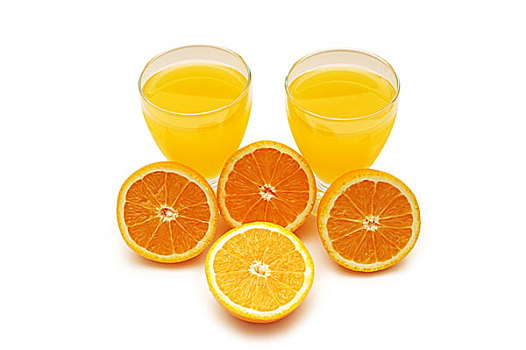 一半,切削,橘子,橙汁,隔绝,白色背景