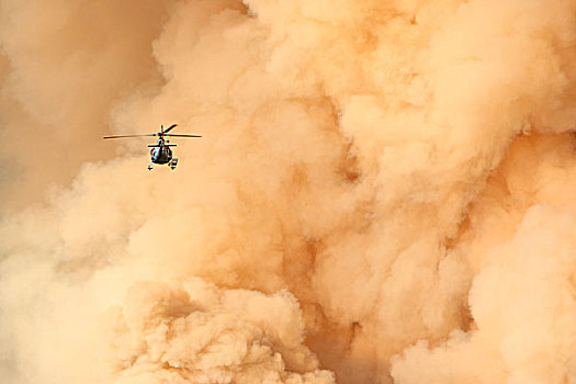 直升飞机,飞,争斗,森林火灾,燃烧,公路,艾伯塔省,加拿大