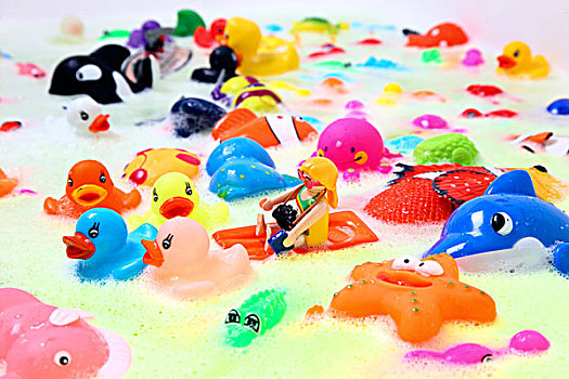 多样,彩色,水,玩具,沐浴,泡沫