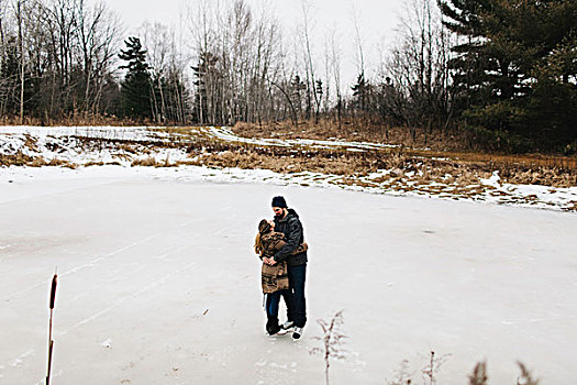 情侣,滑冰,冰湖,惠特比,安大略省,加拿大