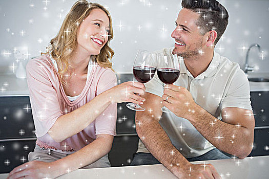 情侣,祝酒,葡萄酒杯,桌子