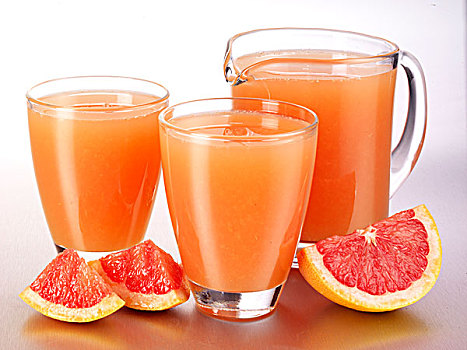 罐,两个,玻璃杯,葡萄柚汁