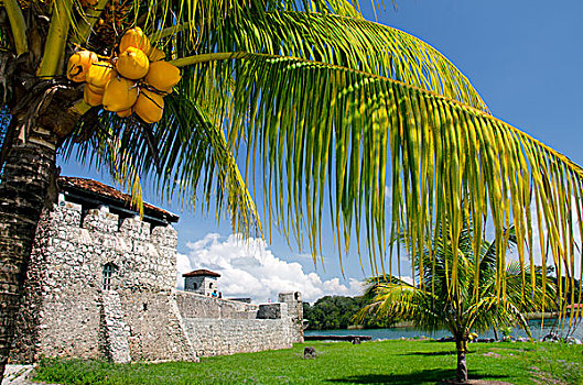 危地马拉,西班牙殖民地,堡垒,入口,湖,东方