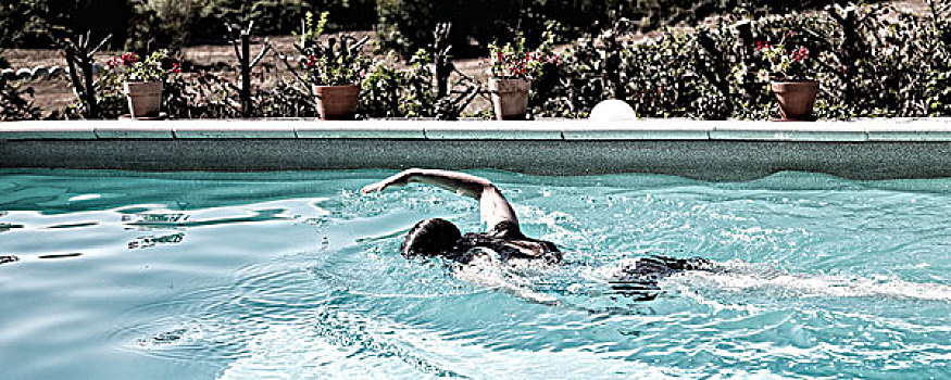女孩,游泳,自由式,游泳池,法国,八月,2009年