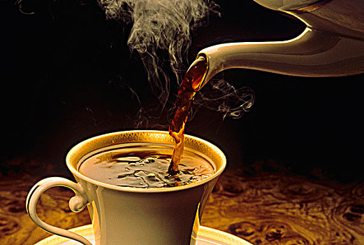蒸汽,热,咖啡,倒出,杯子