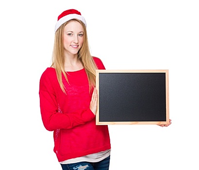 圣诞节,女人,拿着,黑板