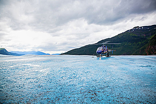 直升飞机,棉田豪冰河,阿拉斯加,美国