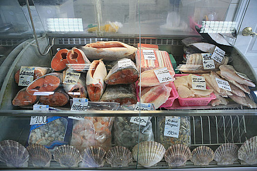 俄罗斯哈巴,又称哈巴罗夫斯克,khabarovsk,这是当地的市场内卖的鱼产品
