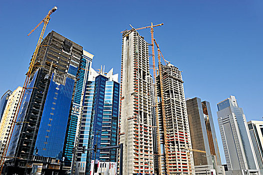 建筑,写字楼,金融区,多哈,卡塔尔,阿拉伯半岛,波斯湾,中东,亚洲
