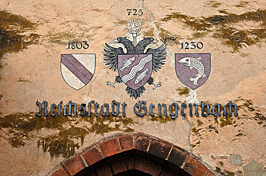三个,城镇,外套,手臂,高处,门,塔,13世纪,巴登符腾堡,德国,欧洲