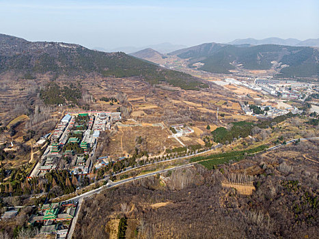 航拍河南郑州登封嵩山少林寺