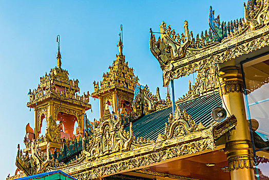 金色,屋顶,佛教寺庙,大金塔,仰光,缅甸,亚洲