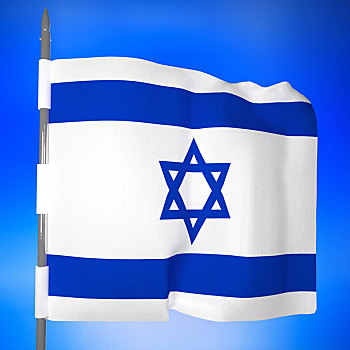 以色列,旗帜,上方,蓝天