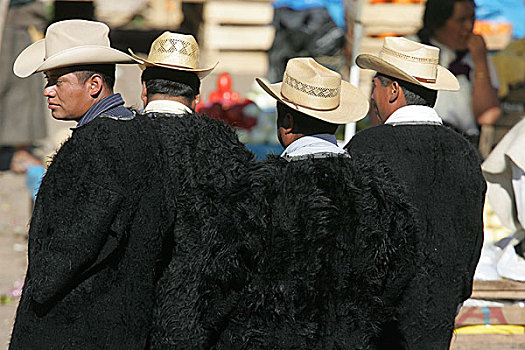 市场,白天,圣胡安,种族,恰帕斯,墨西哥,穿,特色,毛织品,衣服,黑色,地方特色,玛雅,十二月,2007年