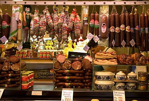 匈牙利,意大利腊肠,香肠,货摊,中心,市集,布达佩斯,东南欧,欧洲