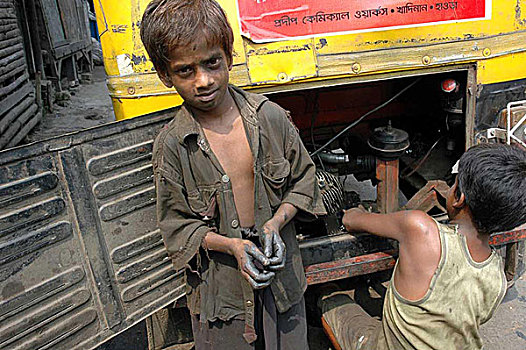 童工,加尔各答,印度,九月,2005年