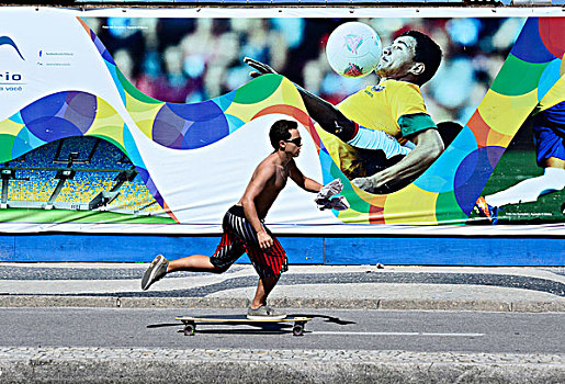 世界杯,标识,滑板,男人,里约热内卢,巴西,南美