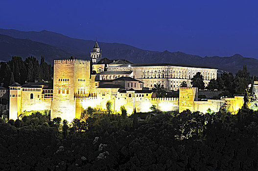 风景,阿尔罕布拉宫,黄昏,格拉纳达,西班牙