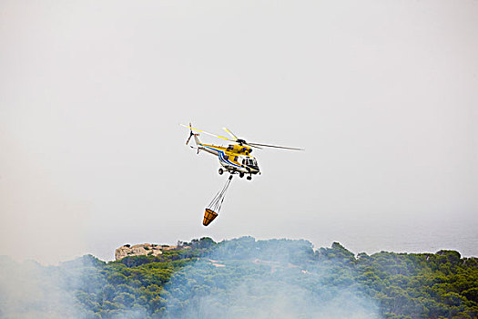 直升飞机,上方,卡普德佩拉,马略卡岛,西班牙
