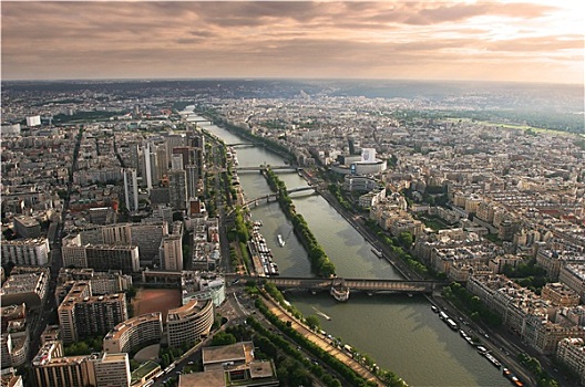 航拍,巴黎,塞纳河,风景,埃菲尔铁塔